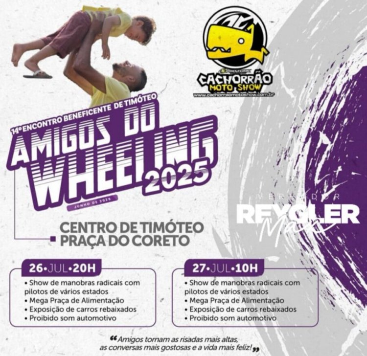 Na Praça 1º de Maio em Timóteo, neste final de semana tem Amigos do Wheeling